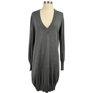 Wolford Silk Glow Dress GRay Size S V Neck Long Sleeve Pullover Sweater Knit